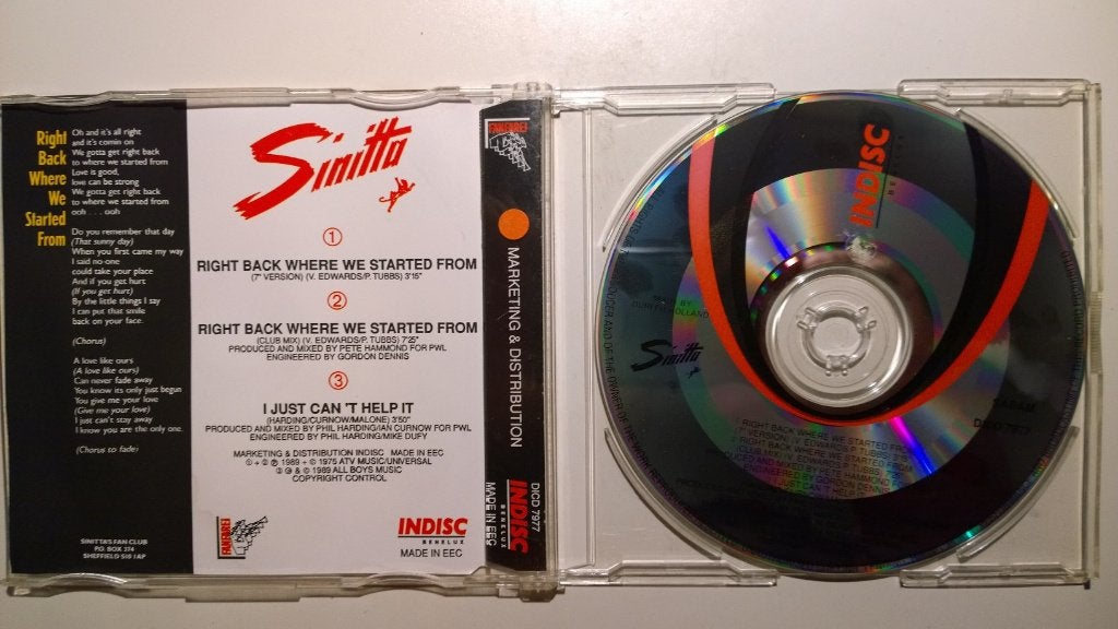 Sinitta - Right Back Where We Started From, Ophalen of Verzenden, Zo goed als nieuw, Pop