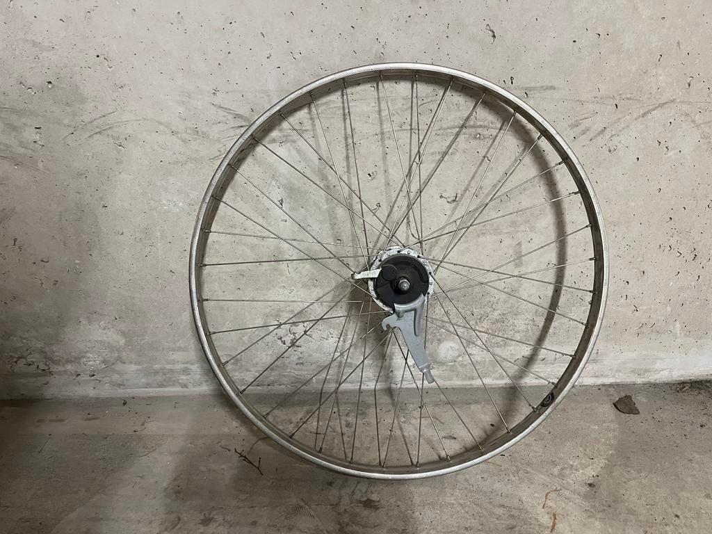 28 inch rvs velg met trommelrem (voorzijde), Wiel, Gebruikt, Staal, Ophalen of Verzenden