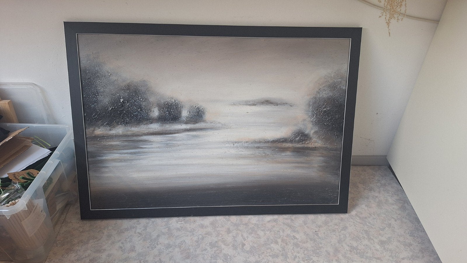 Schilderij met abstract landschap, Ophalen
