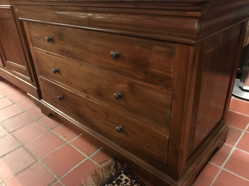Massief teakhouten LADEKAST DRESSOIR COMMODE flamant, Ophalen, Landelijik, 100 tot 150 cm, Wilms