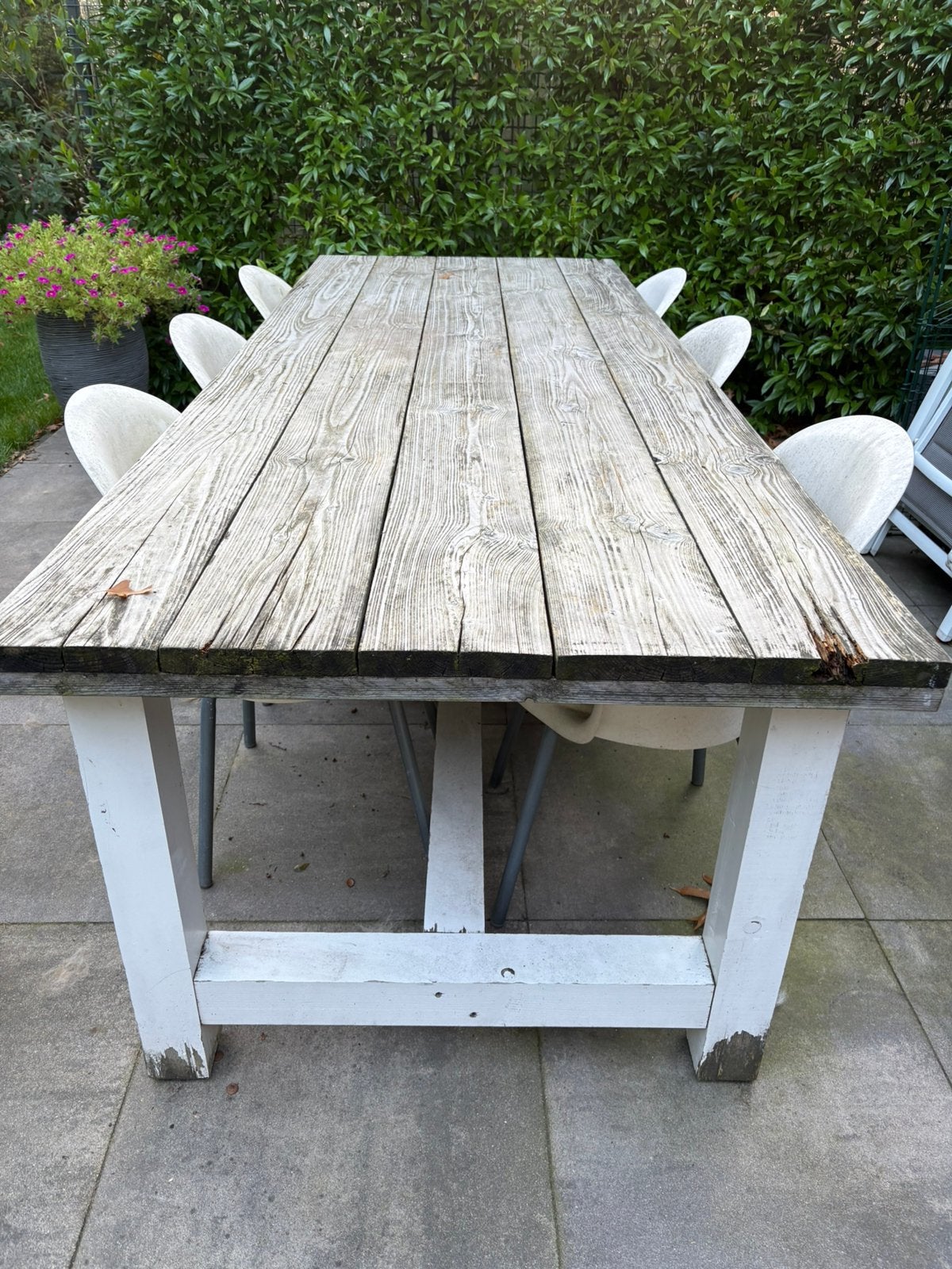 Gratis af te halen: tuintafel en 6 stoelen, Ophalen, Gebruikt, Rechthoekig, Hout
