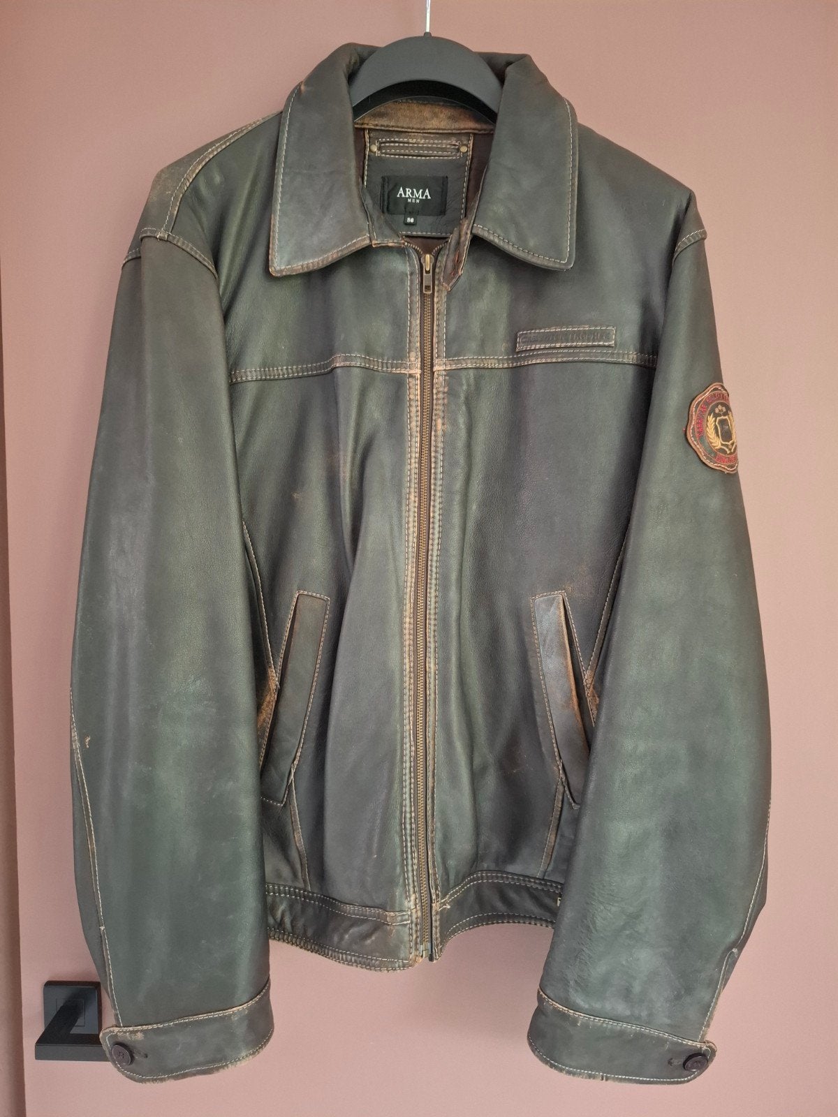 ARMA vintage leren herenjas bruin - Maat 56 (XL), Bruin, ARMA, Maat 56/58 (XL), Ophalen of Verzenden