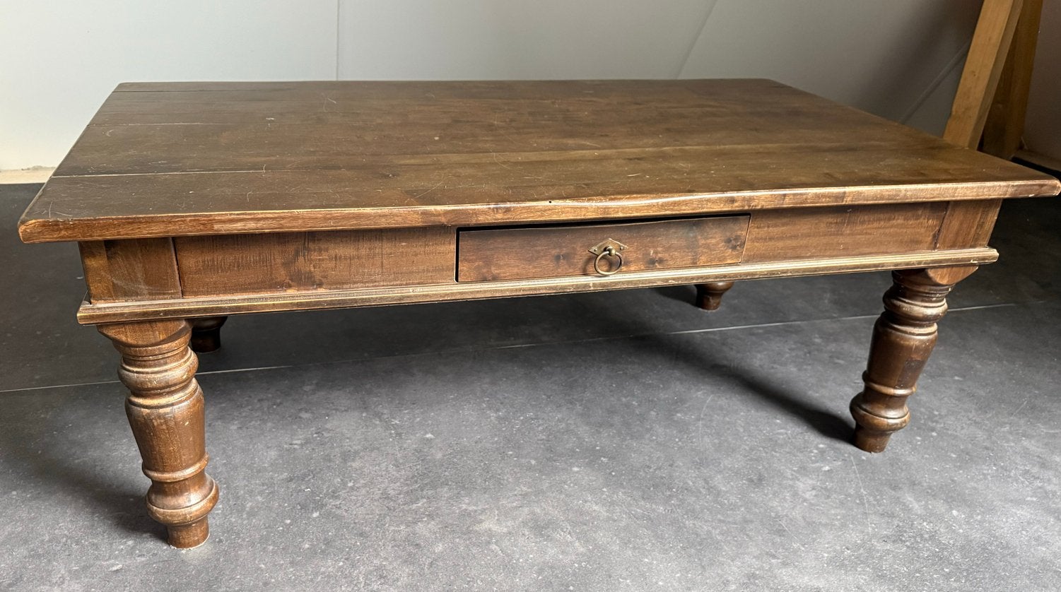 Houten salontafel met lade, Ophalen, Gebruikt, 50 tot 100 cm, 100 tot 150 cm