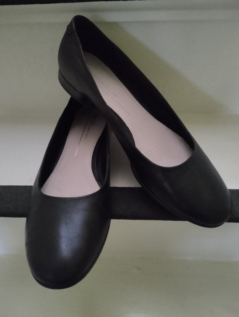 Ecco zwart leren ballerina's maat 41/42, Ecco, Zwart, Zo goed als nieuw, Ballerina's