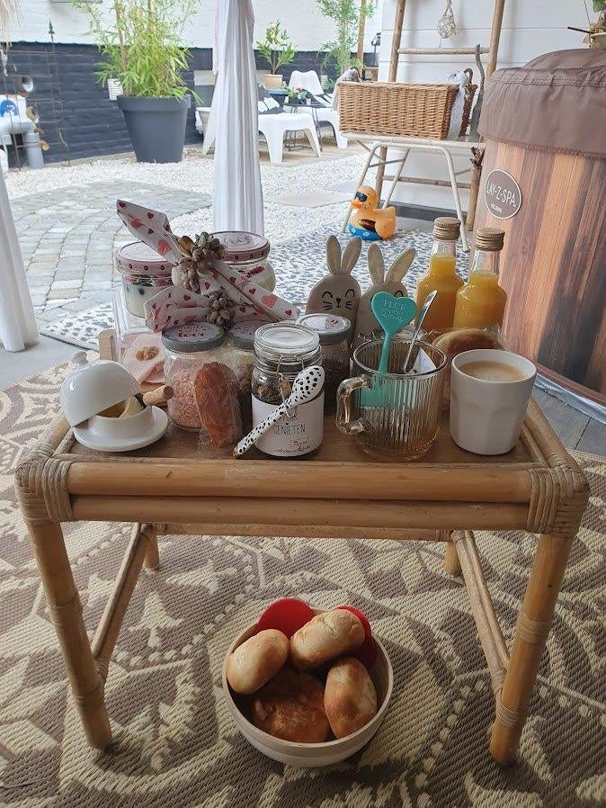 Vintage Bali bamboe tafeltje, Ophalen, Gebruikt, 50 tot 100 cm, 50 tot 100 cm
