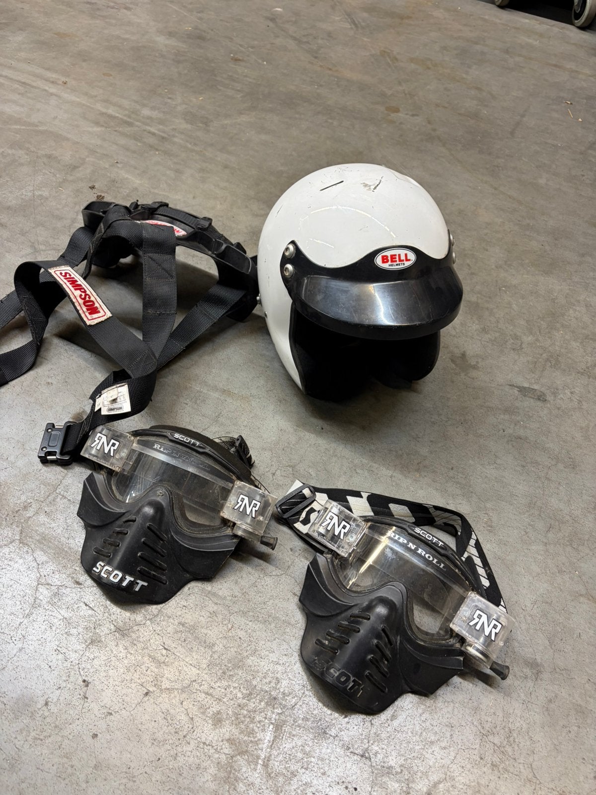 Bell open face met clips. + simpson hybrid + 2 brillen, Ophalen of Verzenden, Gebruikt, Bescherming
