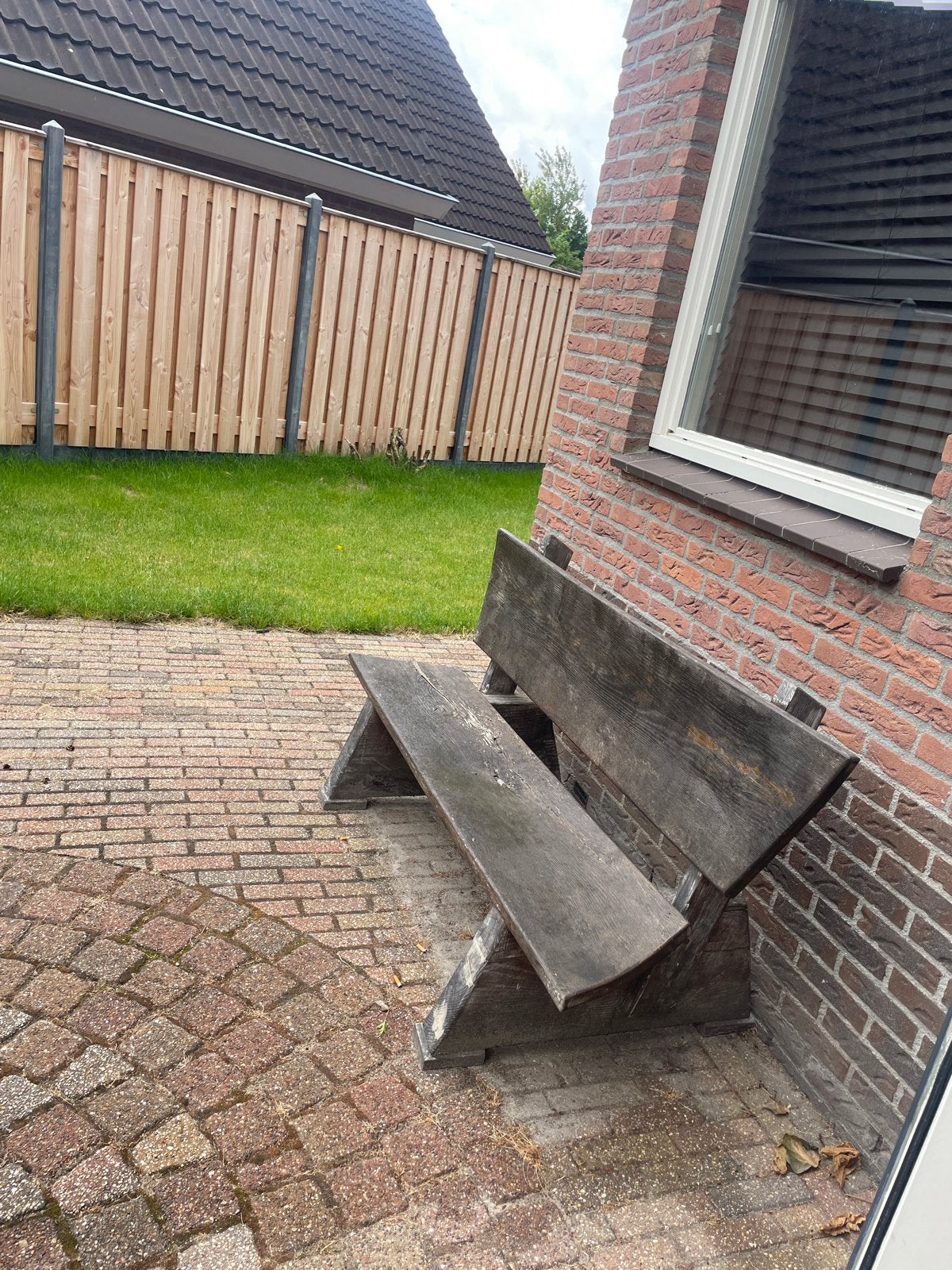 Robuuste houten tuinbank, Ophalen, Gebruikt, Hout