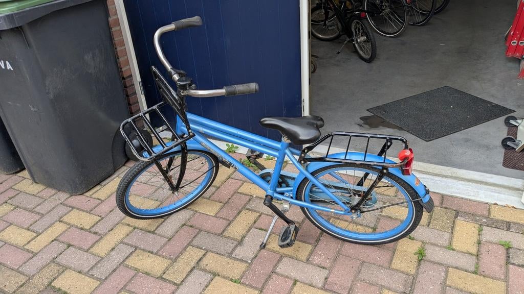Loekie pick up blauwe transportfiets voordrager 22 inch, Ophalen, Gebruikt, Loekie pickup, Terugtraprem