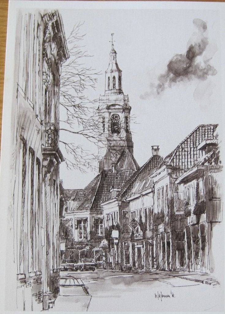 tekening van de toren van de grote kerk in Nijkerk - nieuw, Verzenden, 1980 tot heden, Ongelopen, Gelderland