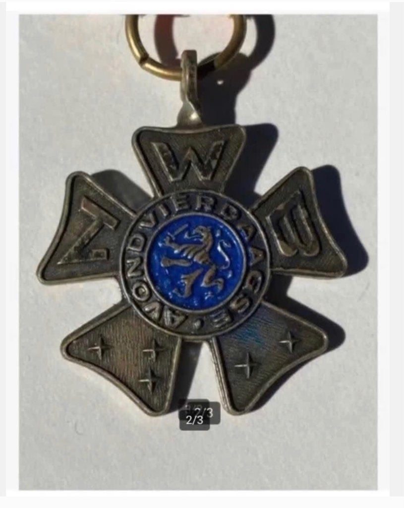 Medaille lint kruisje wandel Avondvierdaagse 7,5 cm totaal, Postzegels en Munten, Penningen en Medailles, Ophalen of Verzenden