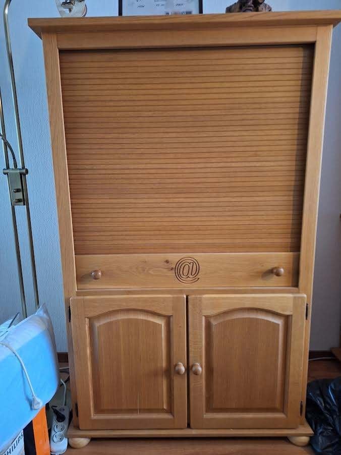 Computerkast, Ophalen, Gebruikt, Blank eiken, 120 tot 170 cm