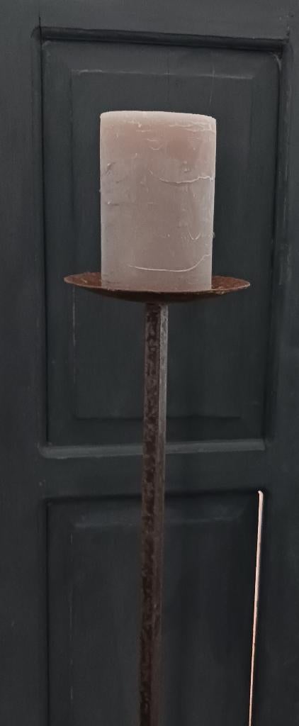Landelijke smeedijzeren vloerkandelaar kandelaar 139 cm hoog, Ophalen, Gebruikt, Metaal, Kandelaar