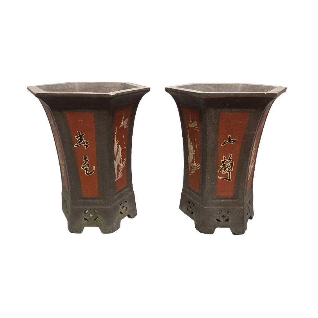 Stel Chinese steengoed tuinpotten, Tuin en Terras, Ophalen, Overige materialen, Gebruikt, Minder dan 60 cm