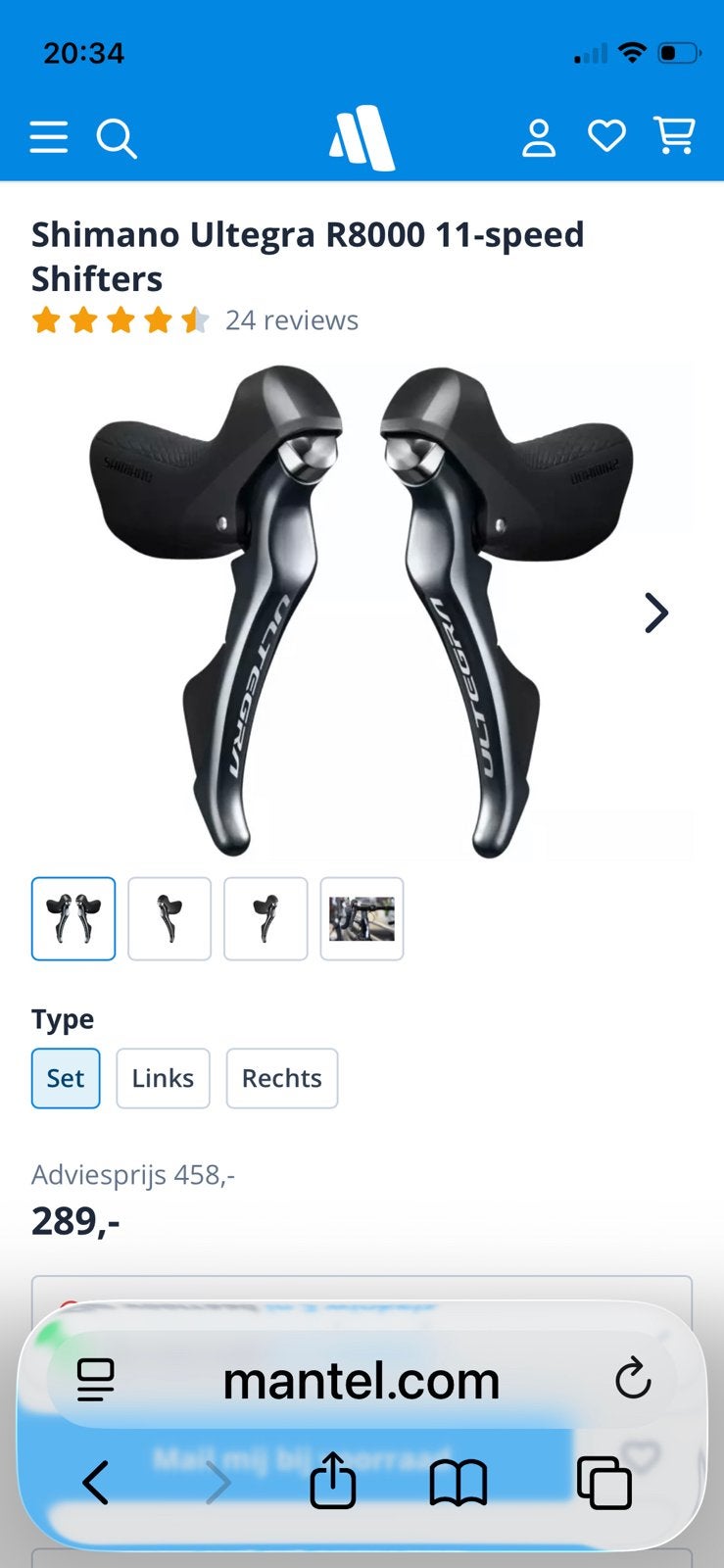 Set Shimano Ultegra r8000 shifters met alu racestuur, Ophalen of Verzenden, Zo goed als nieuw