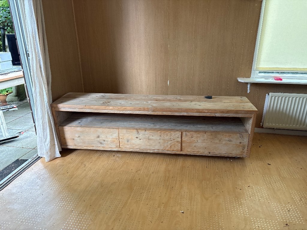Tv meubel steigerhout, Huis en Inrichting, Ophalen, Gebruikt, 25 tot 50 cm, Minder dan 100 cm