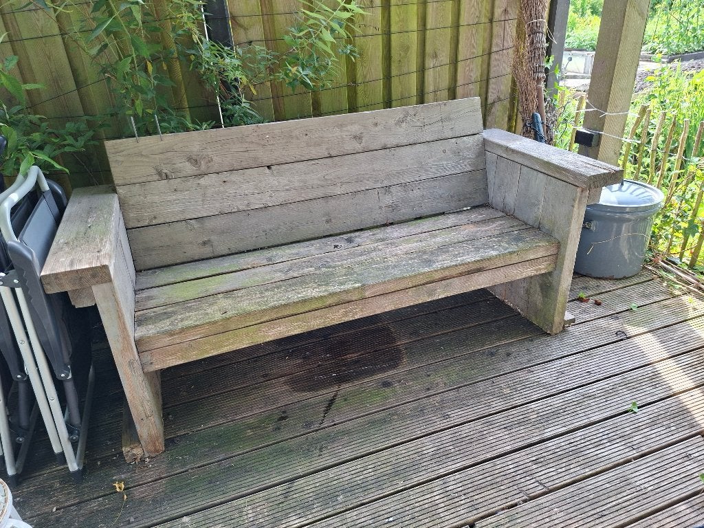 Steigerhouten tuinbank koopje, Tuin en Terras, Ophalen, Gebruikt, Hout