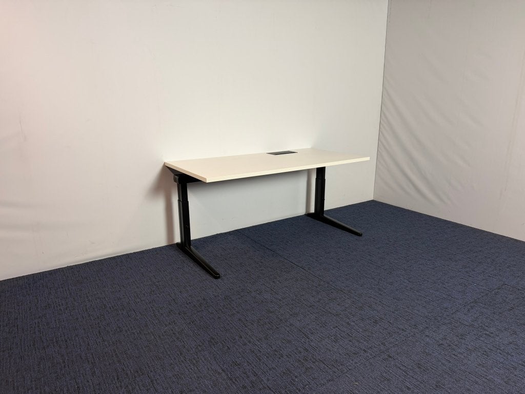 20 x Bureau Ahrens Essa, wit blad met fliptop, 160 x 80 cm., Ophalen, 160 cm, Gebruikt, In hoogte verstelbaar