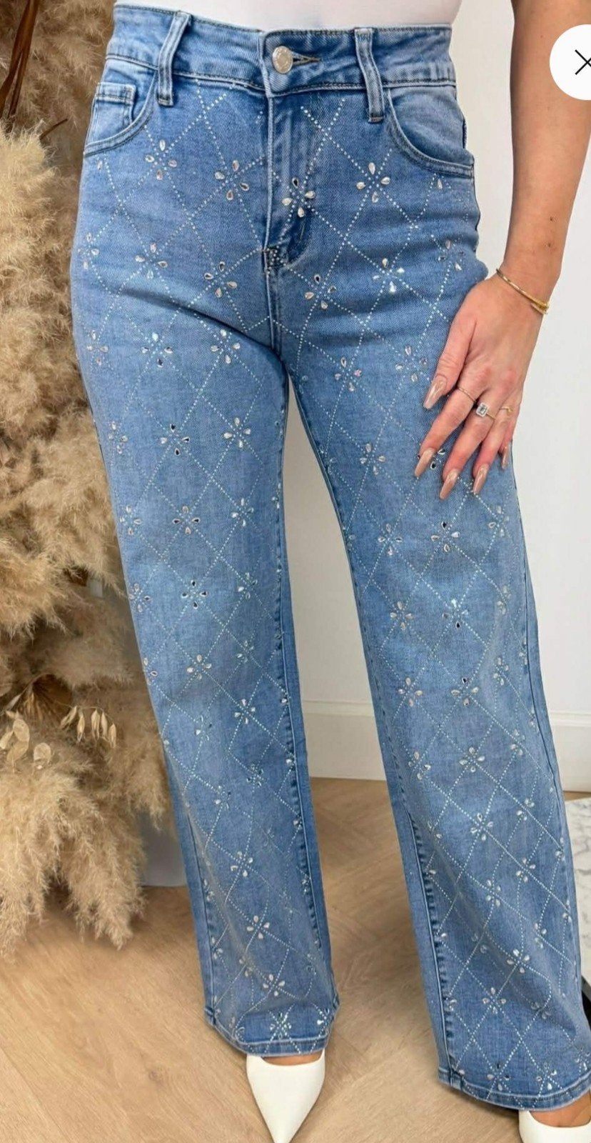 glitter jeans maat M, Kleding | Dames, Spijkerbroeken en Jeans, Verzenden, Nieuw, Blauw, W30 - W32 (confectie 38/40)