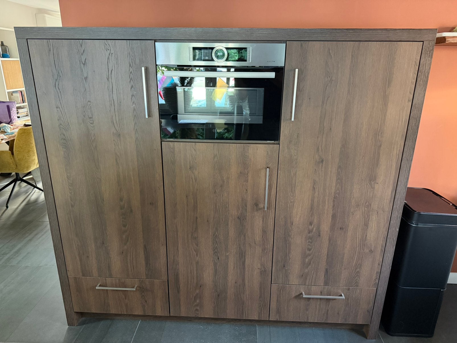 Keukenblok met koelkast en combi oven, Ophalen, Kunststof, Gebruikt, Met deur(en)
