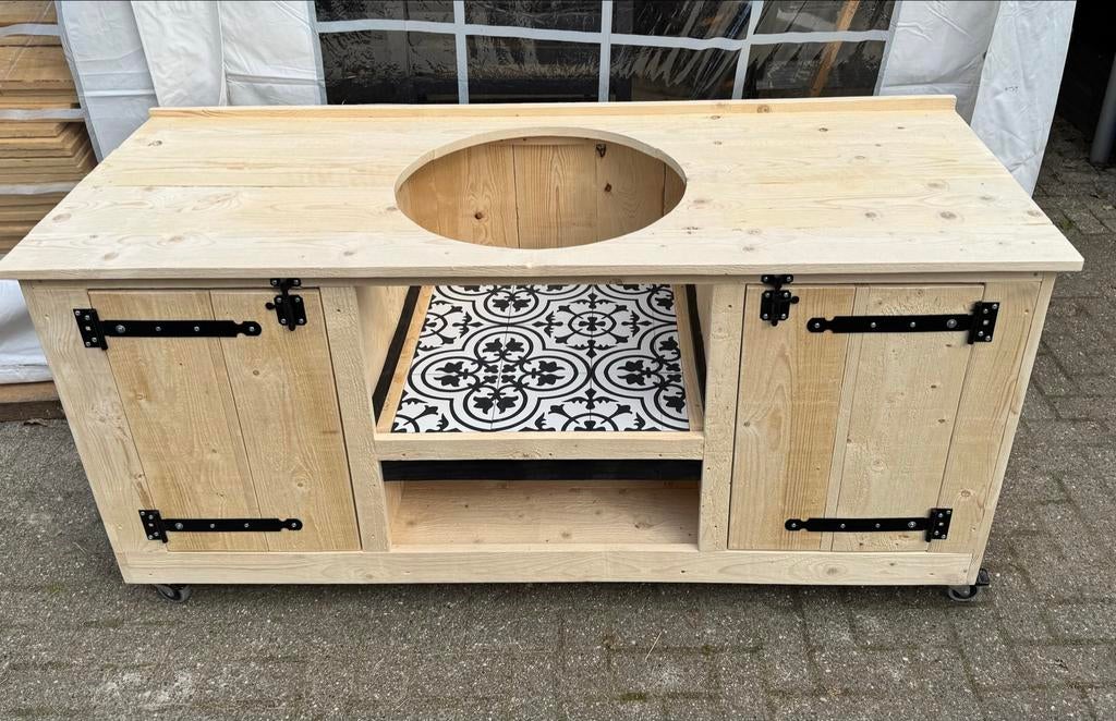 Buitenkeuken met Zwenkwielen en Veel Opbergruimte, Ophalen, Nieuw, Houtskool, Vrijstaand