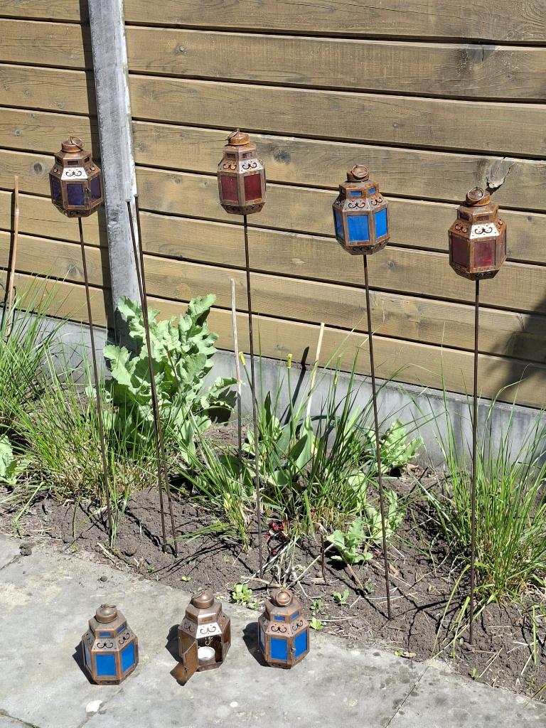 Vintage oosterse tuinverlichting, Tuin en Terras, Tuinstekers, Ophalen, Gebruikt