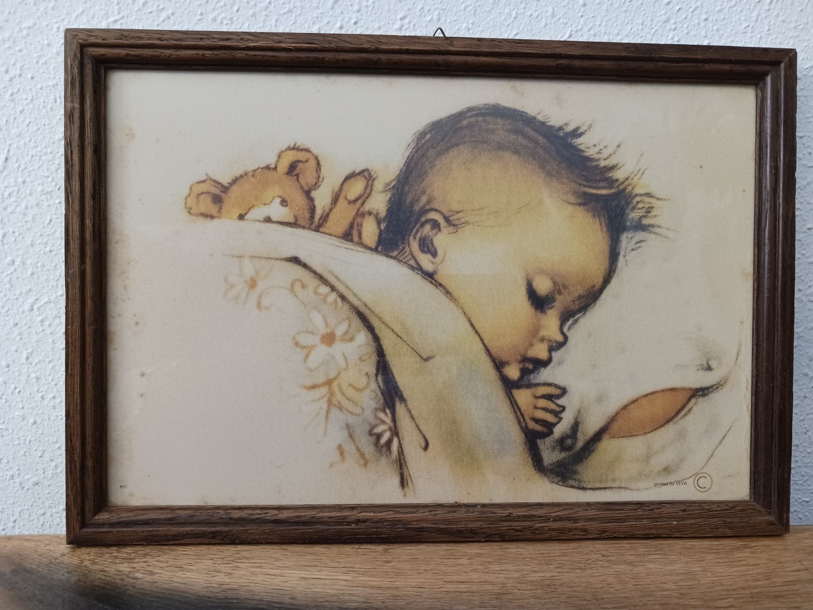 Antiek schilderij slapend kind van Betty Pease, Ophalen of Verzenden, Zo goed als nieuw