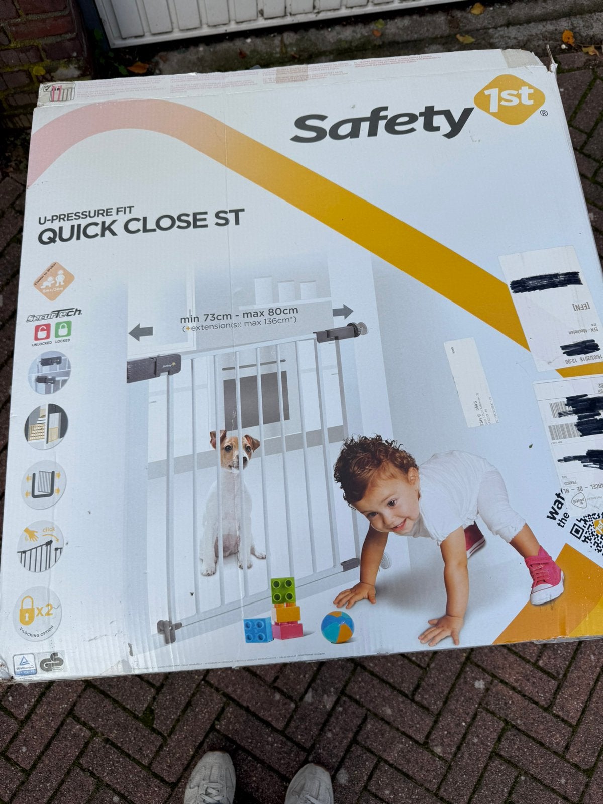 Safety 1st traphekje metaal 73 to 80 cm, Ophalen, Zo goed als nieuw, Klemhekje, Metaal of IJzer