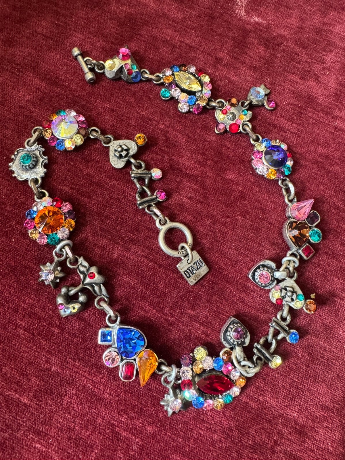Vintage OTAZU statement ketting –kleurrijk Swarovski kristal, Ophalen, Zo goed als nieuw, Overige materialen