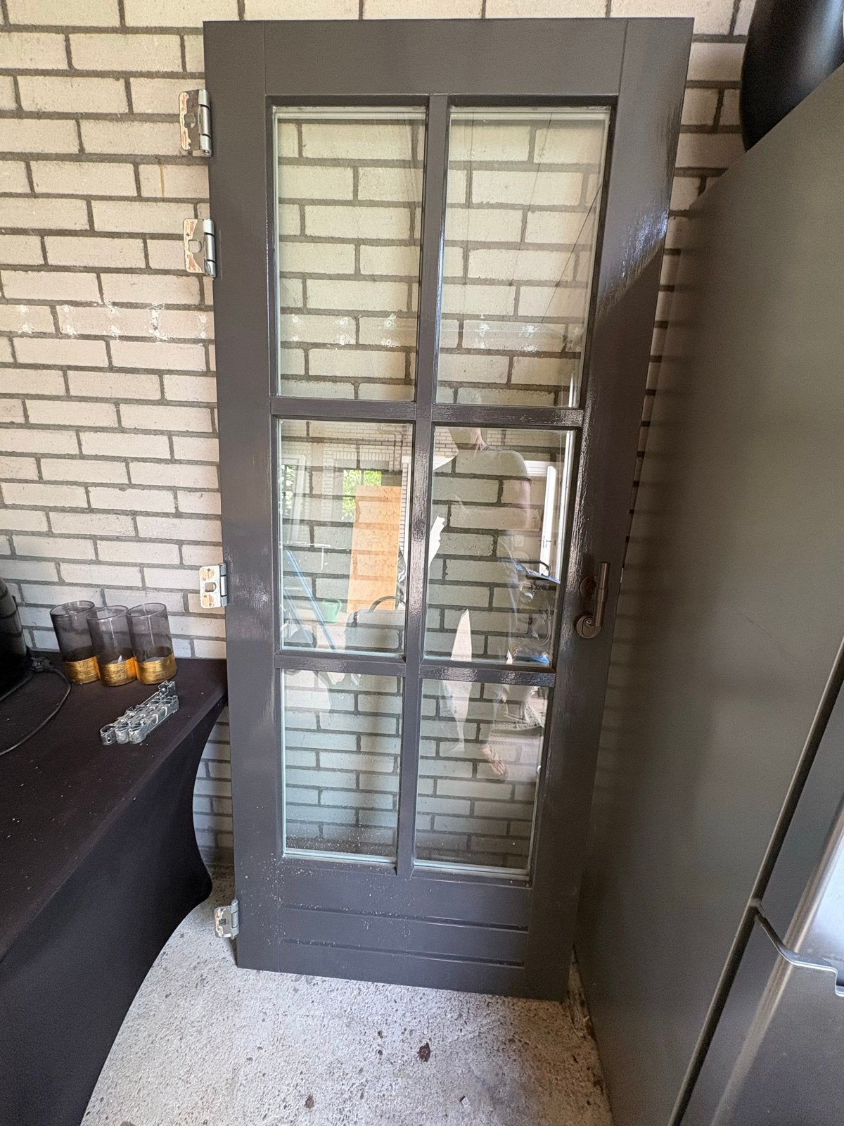 Hardhouten (meranti) buitendeur, isoglas HR++, 201x83 cm, Ophalen, Gebruikt, 80 tot 100 cm, Binnendeur