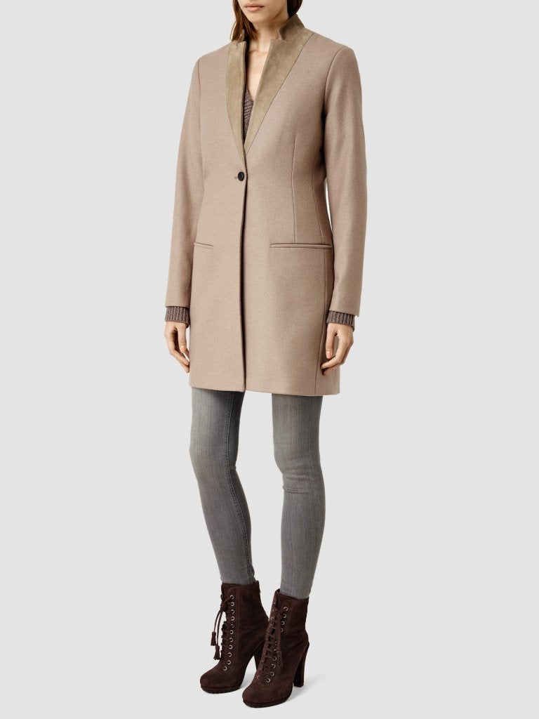 Allsaints Dune Lorie coat wollen mantel jas camel maat 40, Kleding | Dames, Maat 38/40 (M), Beige, Nieuw, Allsaints