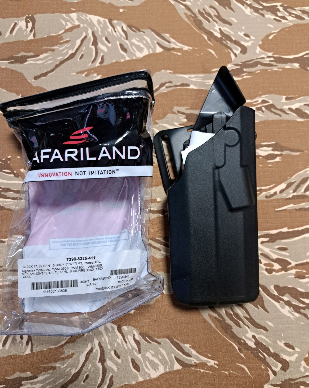 Safariland 7390 holster zwart rechts glock, Ophalen of Verzenden, Nieuw
