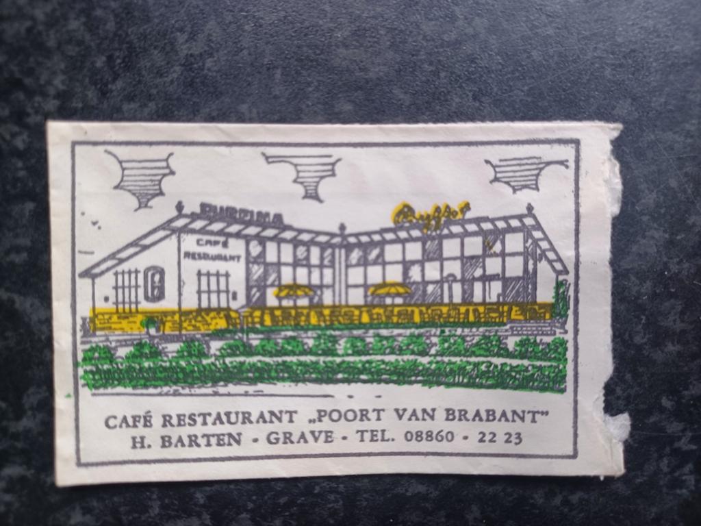 Suikerzakje Grave Café Poort van Brabant H. Barten, Ophalen, Nederland