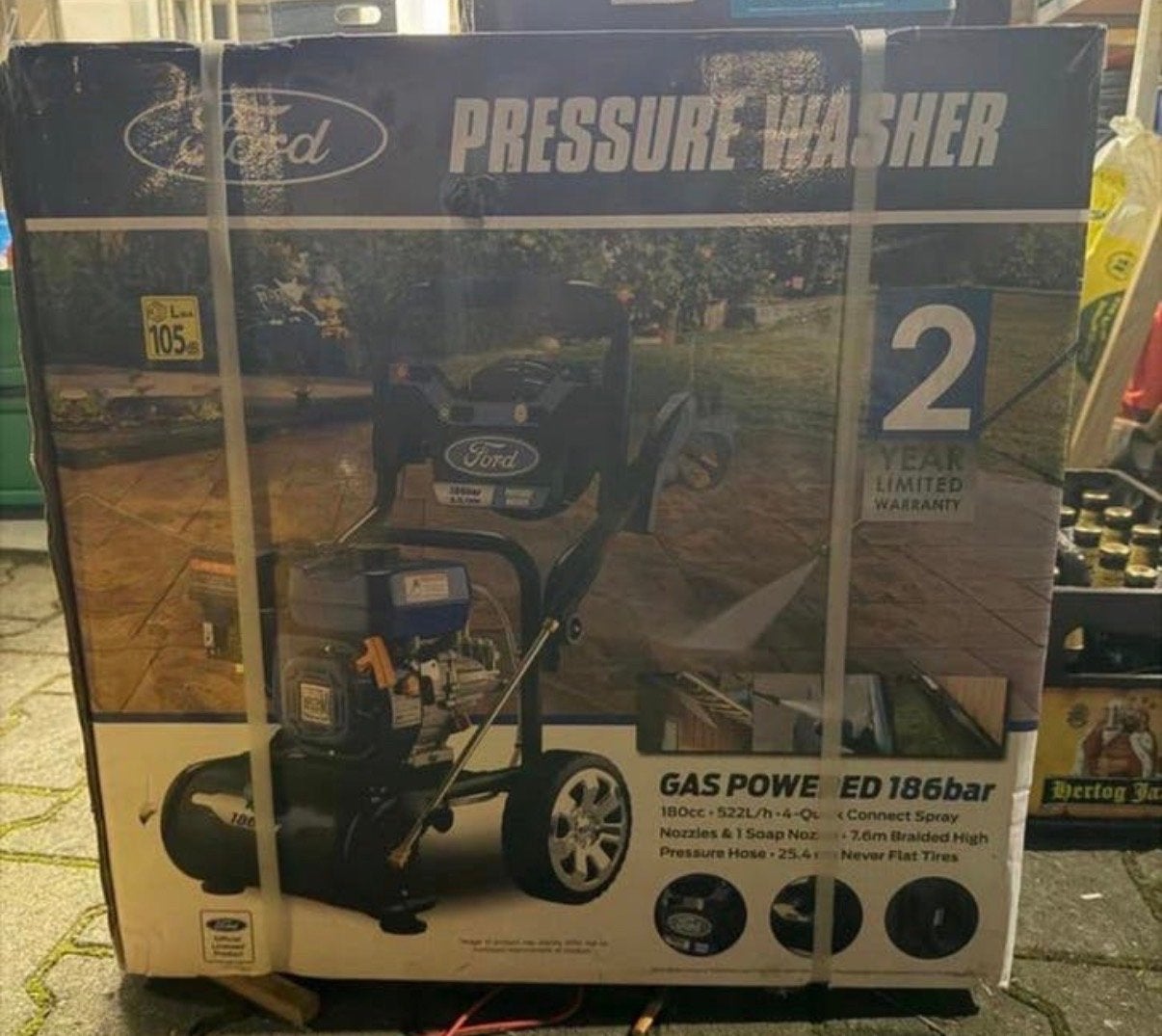 Ford Hogedrukreiniger 186 bar - Benzine, Tuin en Terras, Hogedrukreinigers, Ophalen, Nieuw, Benzine