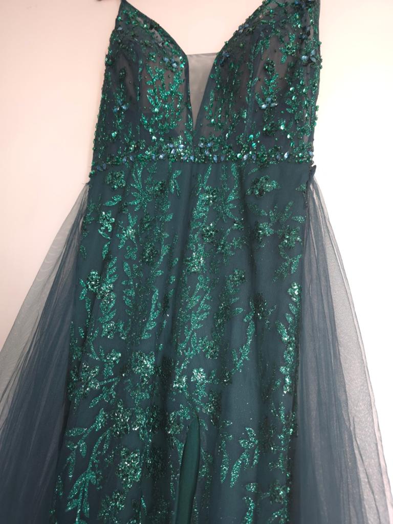 Smaragd groene galajurk, Kleding | Dames, Gelegenheidskleding, Ophalen of Verzenden, Zo goed als nieuw, Groen, Galajurk