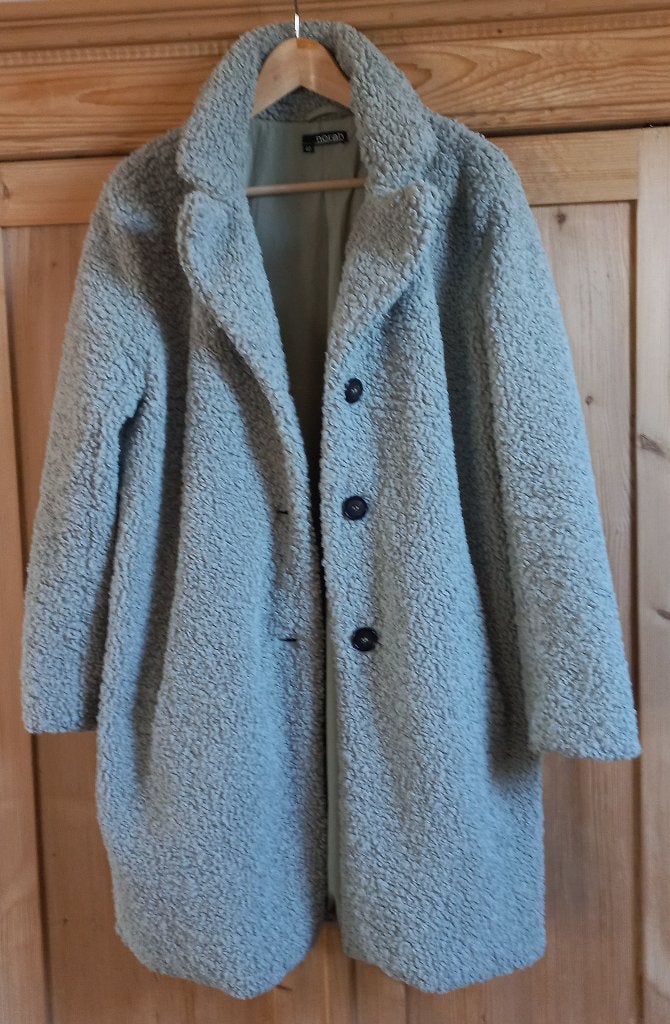 Norah bouclé winterjas saliegroen M40, Kleding | Dames, Maat 38/40 (M), Ophalen of Verzenden, Zo goed als nieuw, Norah