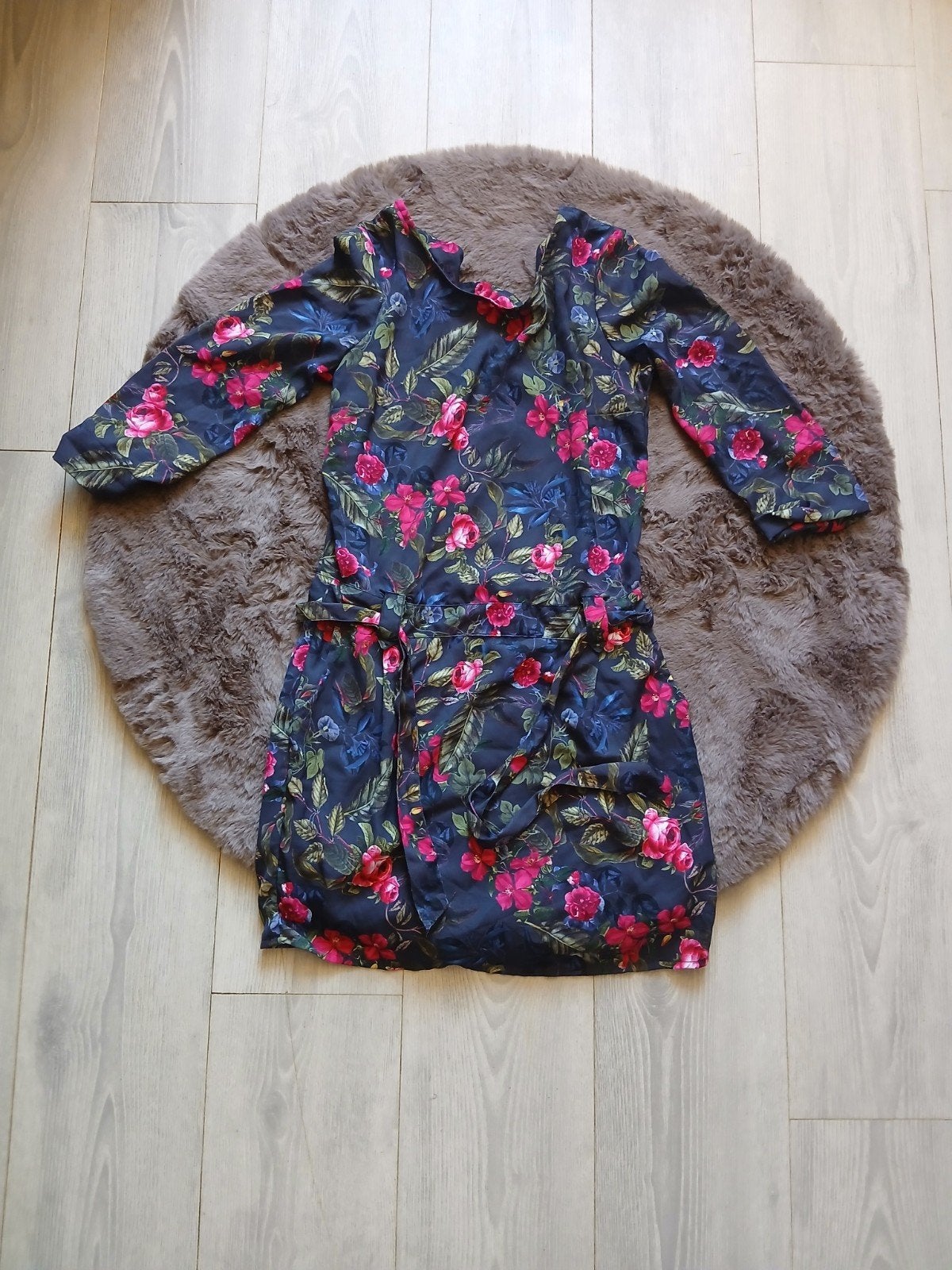 marineblauw meerkleurig casual jurk met bloemenprint maat XS, Kleding | Dames, Meerkleurig, Ophalen of Verzenden, Zo goed als nieuw