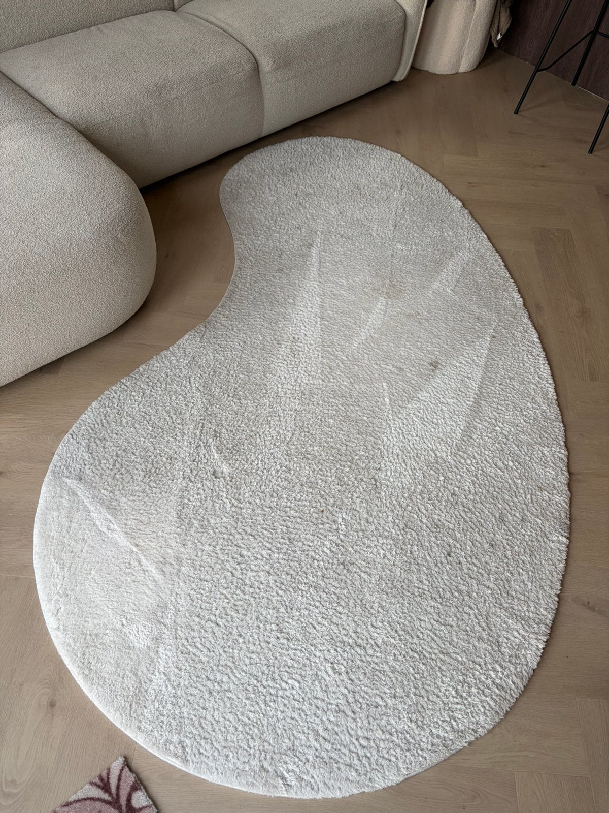 Kwantum Wells vloerkleed organisch off white, Ophalen, Gebruikt, Rechthoekig, 200 cm of meer