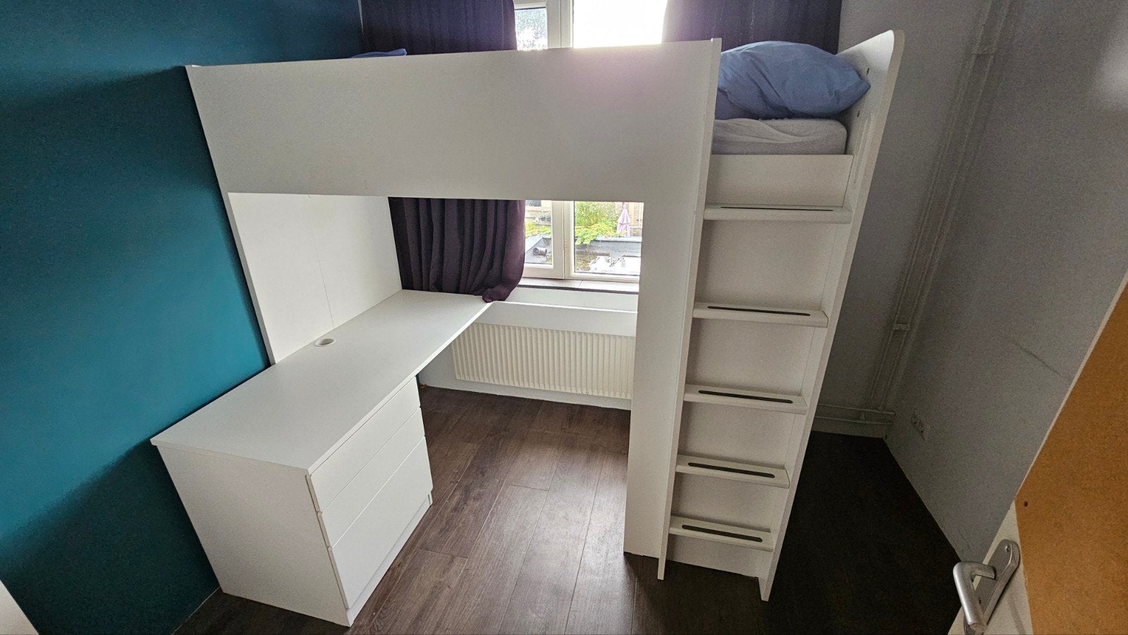 IKEA Hoogslaper met bureau en kast, Kinderen en Baby's, Ophalen, Zo goed als nieuw, Hoogslaper