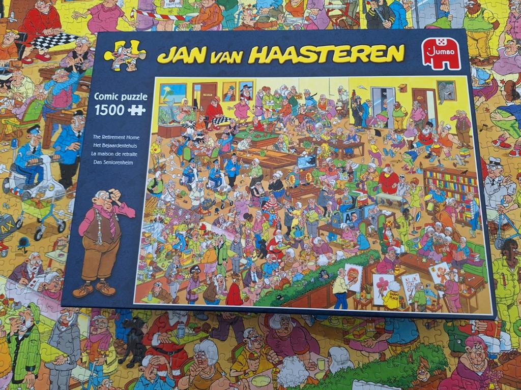 Jan van Haasteren Het Bejaardentehuis 1500 stukjes., Hobby en Vrije tijd, Denksport en Puzzels, Ophalen, 500 t/m 1500 stukjes