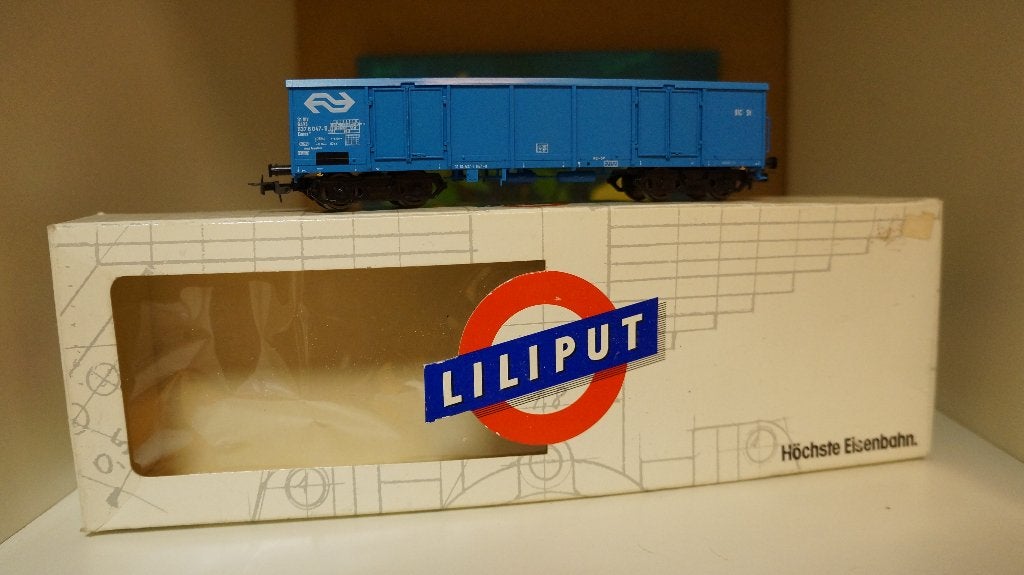 Liliput H0 NS Blauwe Open Goederenwagon (in OVP), Gelijkstroom of Wisselstroom, Wagon, Ophalen of Verzenden, Liliput