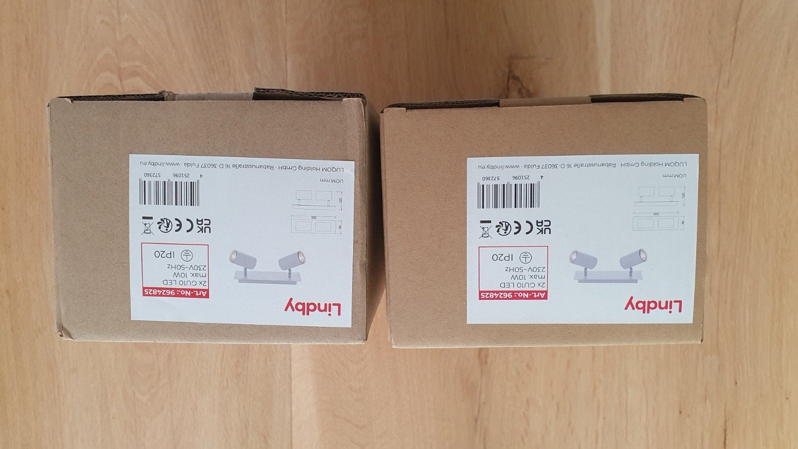Set van 2 Lindby LED opbouwspots - Wit, Ophalen of Verzenden, Nieuw