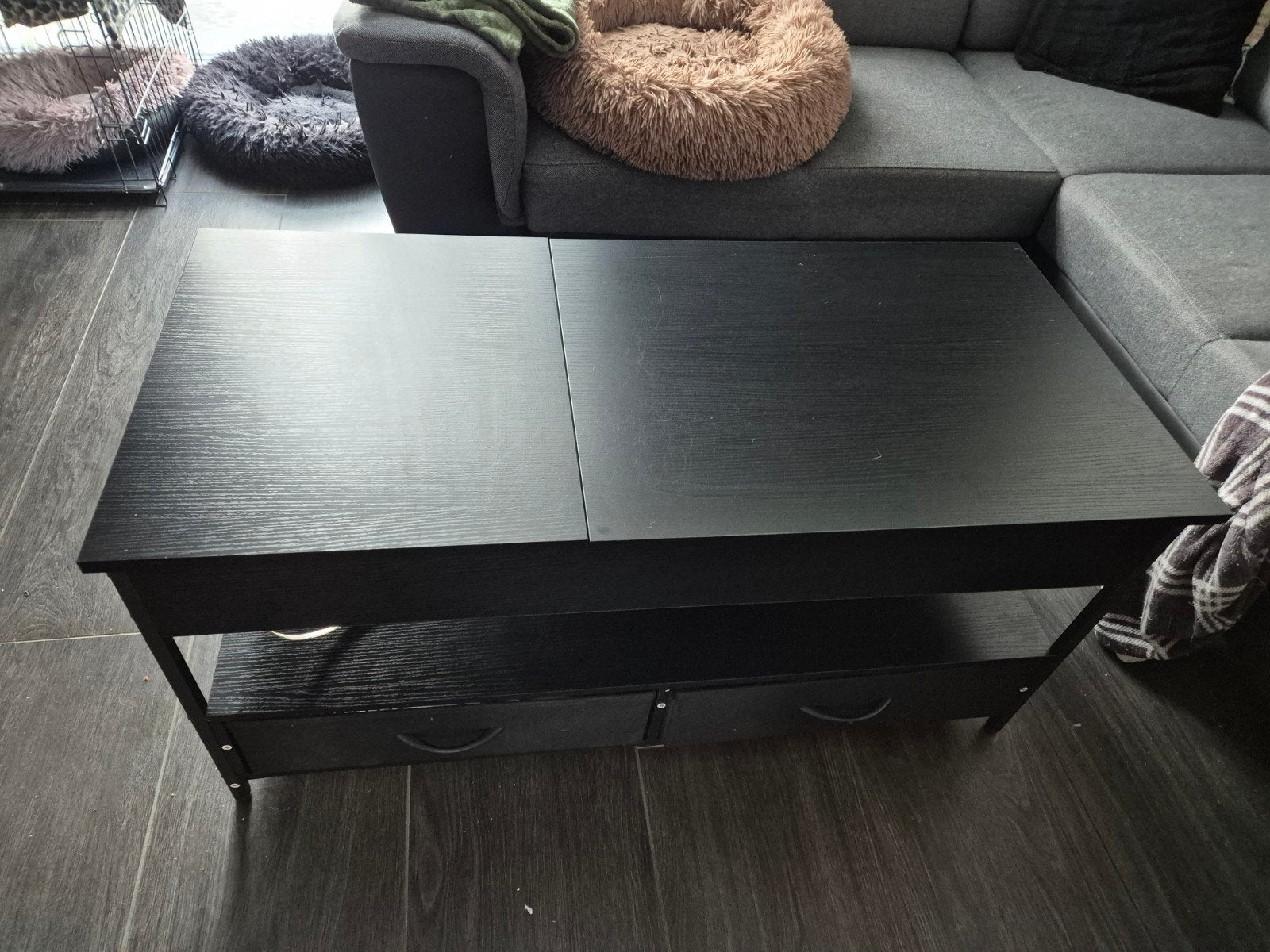 Salontafel met uitschuifbaar blad en opbergruimte, Huis en Inrichting, Tafels | Salontafels, Gebruikt, 50 tot 100 cm, 100 tot 150 cm