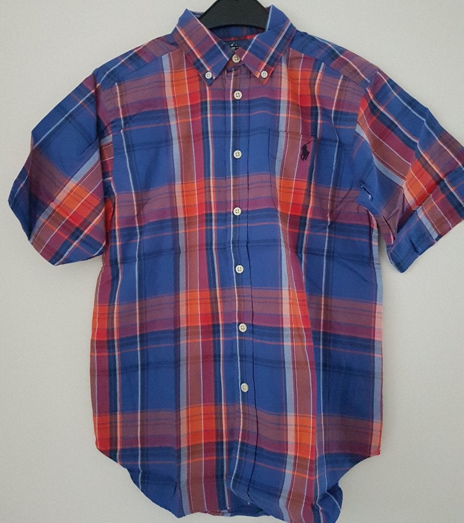 Maat 152/158 Geruit Ralph Lauren overhemd s/s NIEUW (0696)a, Overhemd of Blouse, Nieuw, Ophalen of Verzenden, Jongen