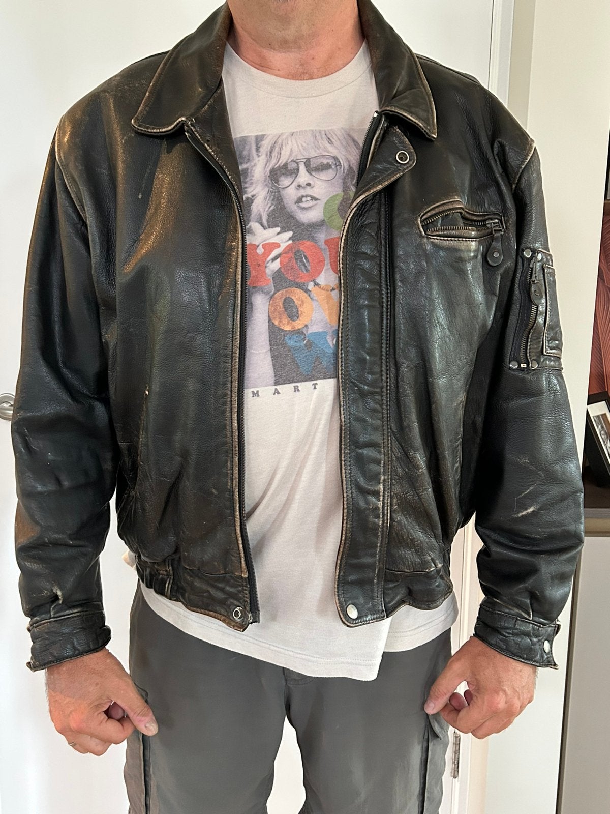 Leren herenjack, Ophalen of Verzenden, Gedragen, Maat 52/54 (L), Zwart