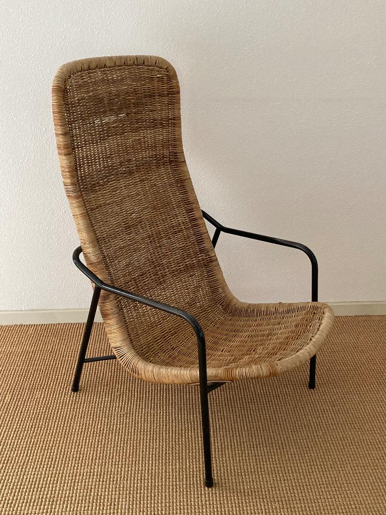 Vintage rotan designstoel Dirk van Sliedrecht, Ophalen, Gebruikt, Minder dan 75 cm, Design