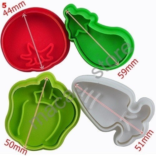NIEUW 4st Groente cutter plungers uitsteker stempel, Ophalen of Verzenden, Nieuw, Taarten of Cupcakes, Versiering