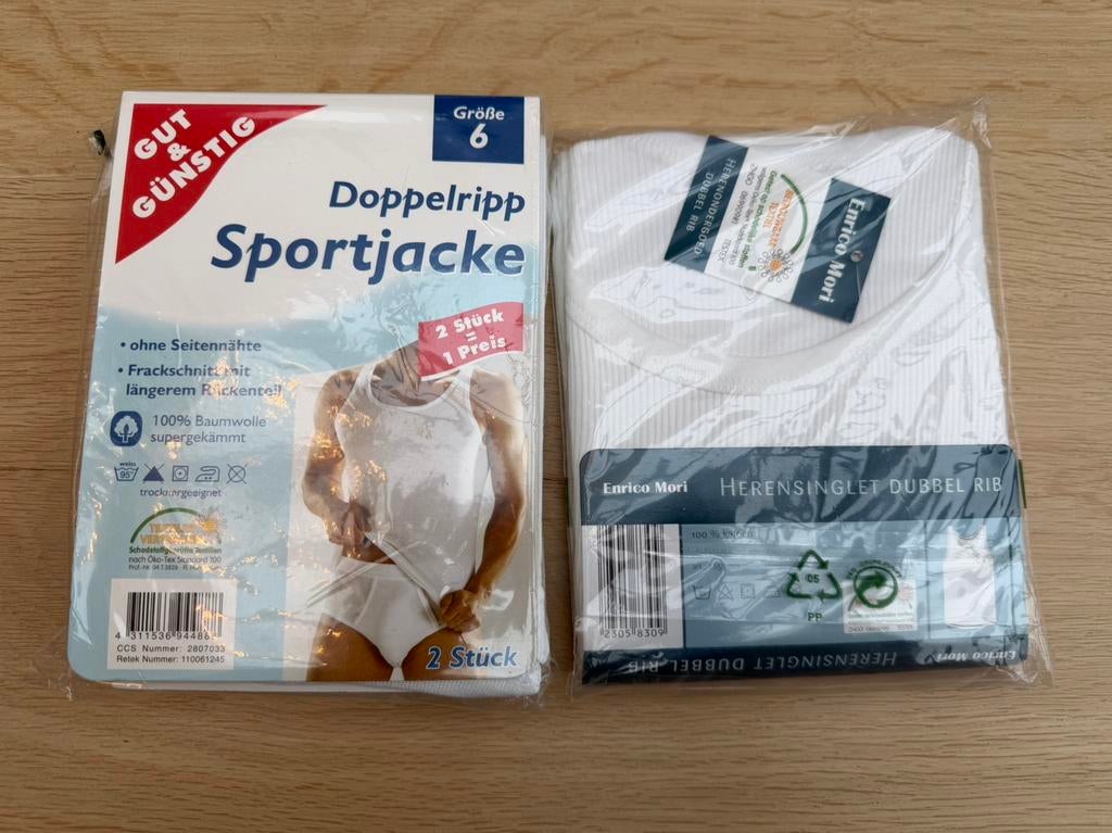 Enrico Mori Heren Singlets 3 stuks nieuw maat L, Kleding | Heren, Ophalen of Verzenden, Wit, Hemd