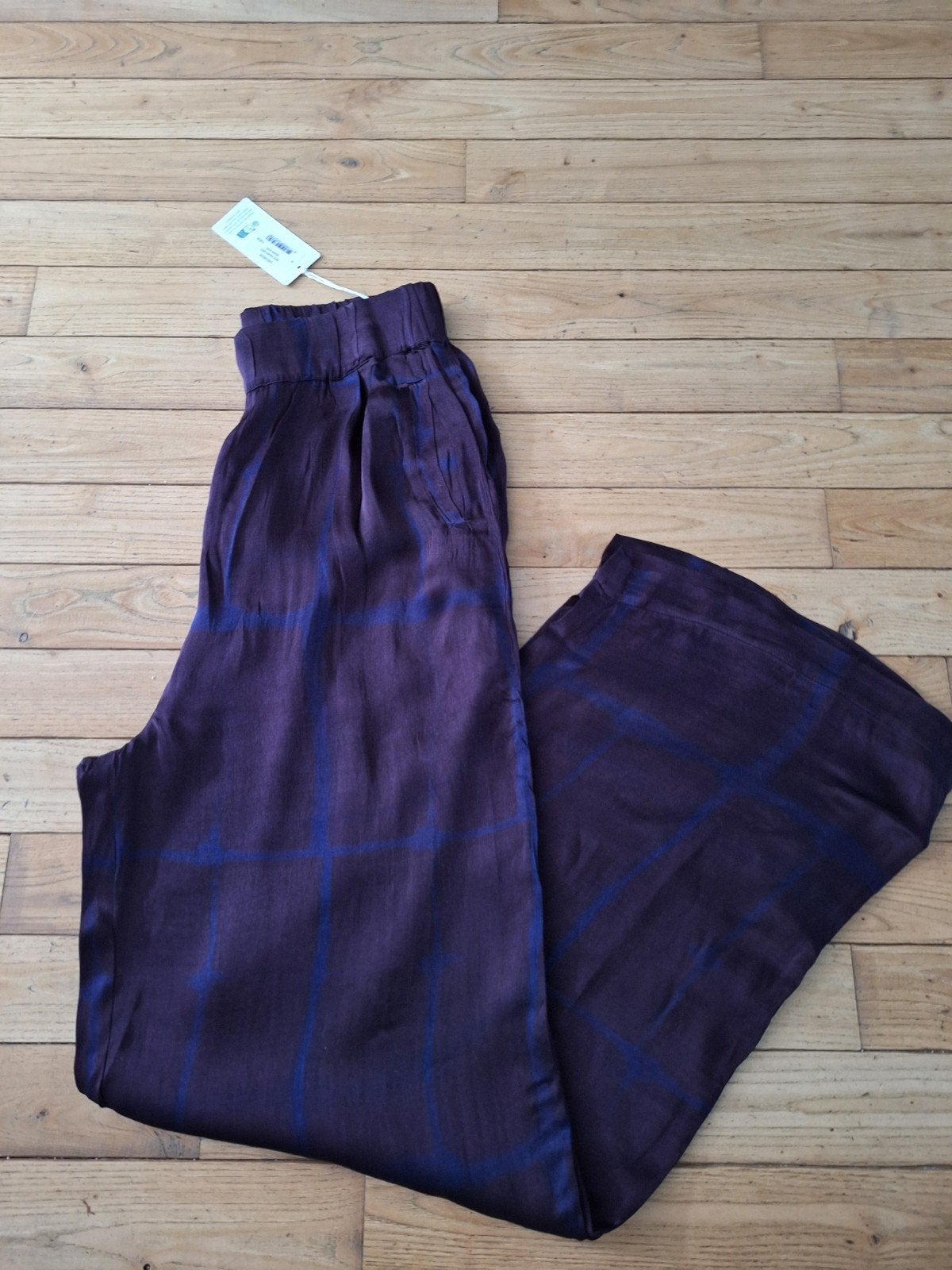 By-Bar, Nieuwe paarse broek met ruitpatroon - Maat M, Kleding | Dames, Maat 38/40 (M), Paars, Nieuw, Ophalen of Verzenden