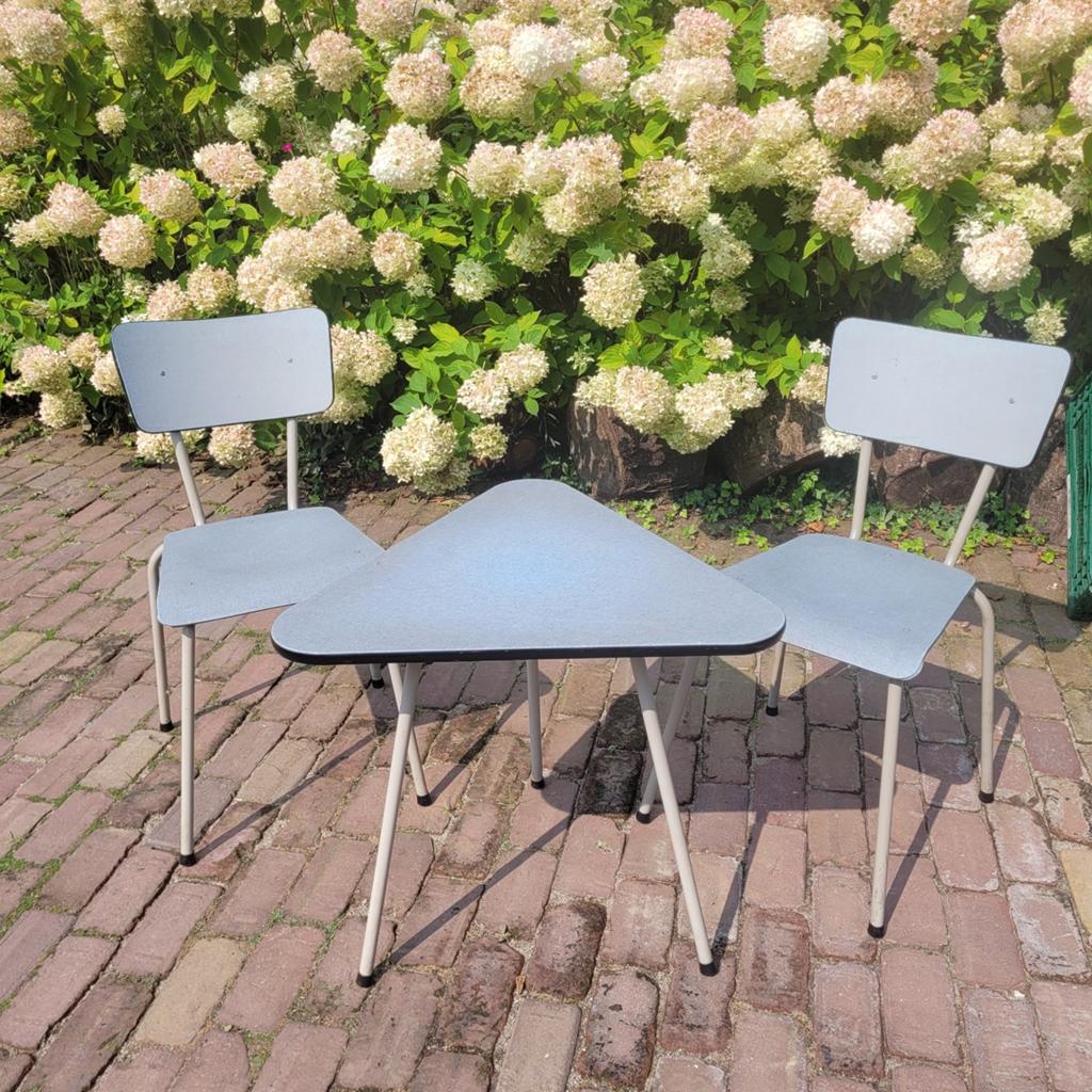 Vintage tafel met stoelen, Ophalen of Verzenden, Gebruikt