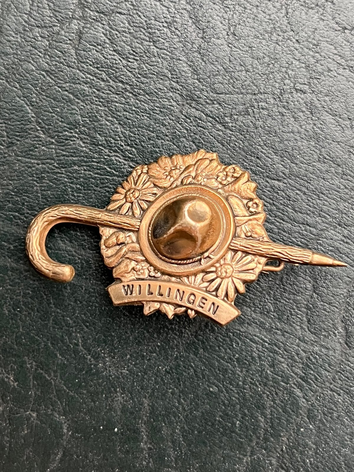BROCHE WILLINGEN HESSEN JAGERSHOED WANDELSTOK EDELWEISS (A6), Ophalen of Verzenden, Gebruikt, Overige onderwerpen